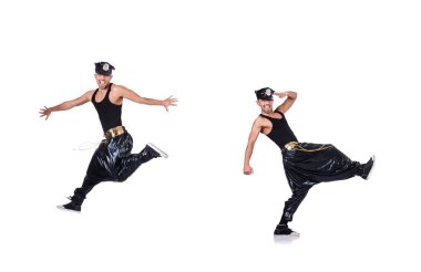 üzerinde beyaz izole rap dansçı