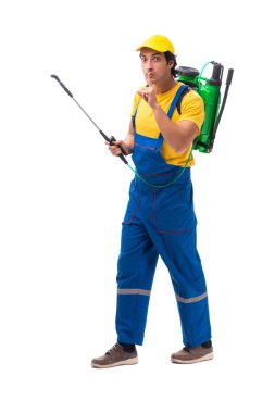 Beyaz arka plan üzerinde izole haşere kontrolü yüklenici