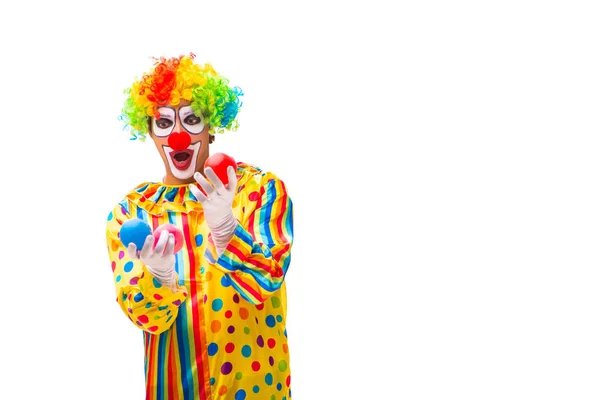 Clown maschio isolato su bianco — Foto Stock