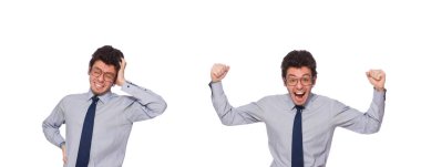 Genç çalışan beyazda izole edilmiş