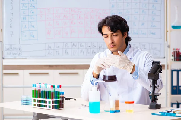 Jeune chimiste travaillant dans le laboratoire — Photo