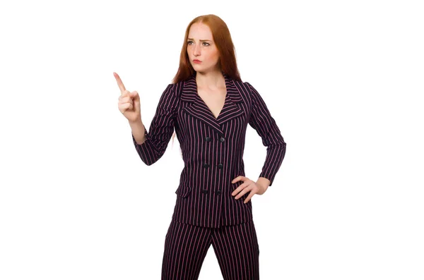 紫の衣装が白で隔離の女性実業家 — ストック写真