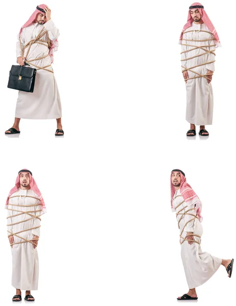 İple bağlı Arap adam — Stok fotoğraf