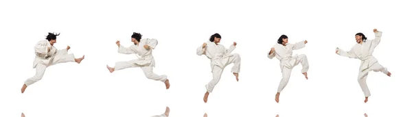 Karate fighter isolerad på vit — Stockfoto