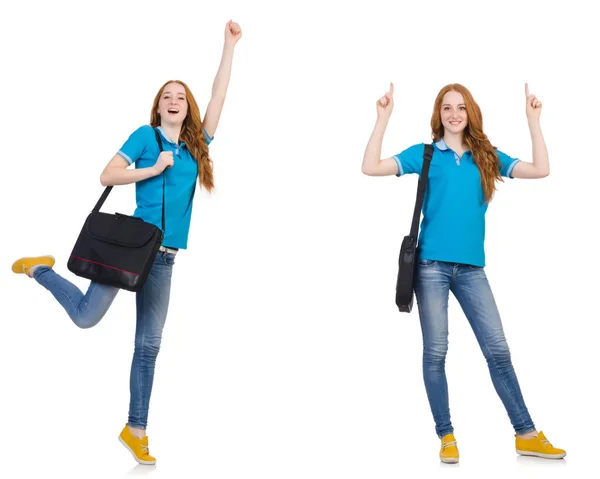 Joven estudiante aislado en blanco — Foto de Stock