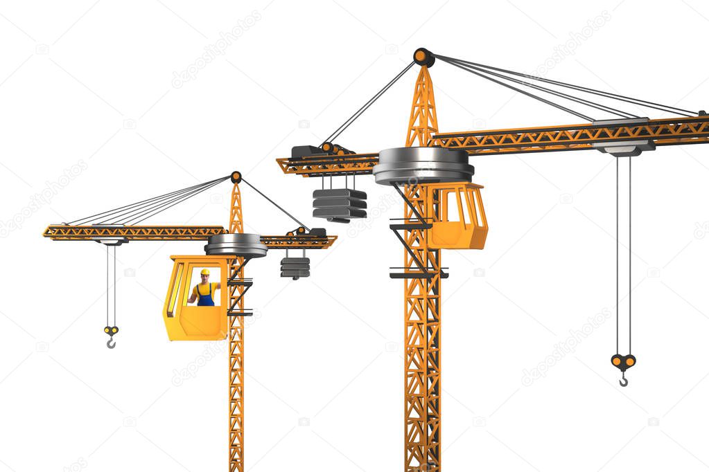 Construction crane operated by the operator