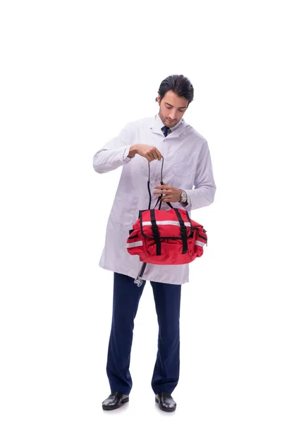 Молодий чоловік лікар парамедик ізольований на білому — стокове фото