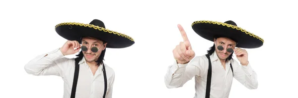 Beyaz izole sombrero giyen Meksikalı adam — Stok fotoğraf