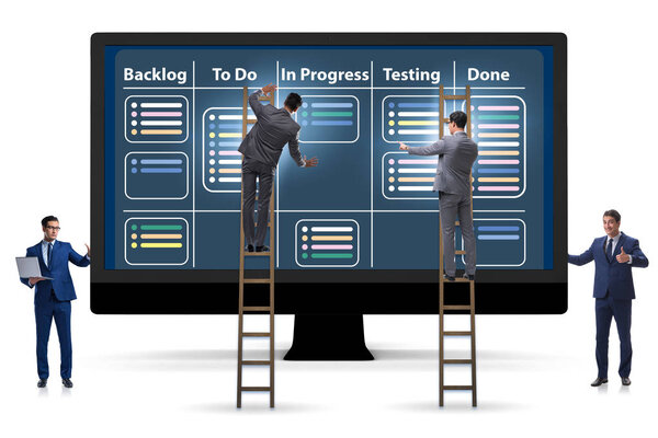 Бизнесмен в гибких методов концепции

