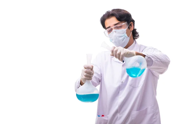 Young chemist isolated on white background — Stock Photo, Image