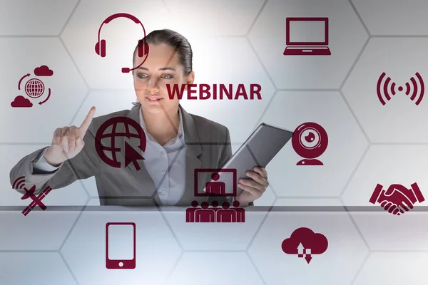 Femme d'affaires en ligne webinaire concept — Photo