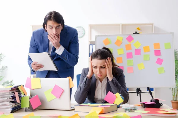 Two colleagues employees working in the office — Stock Photo, Image