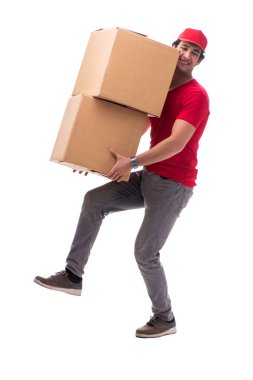 Kutusu ile genç erkek kurye