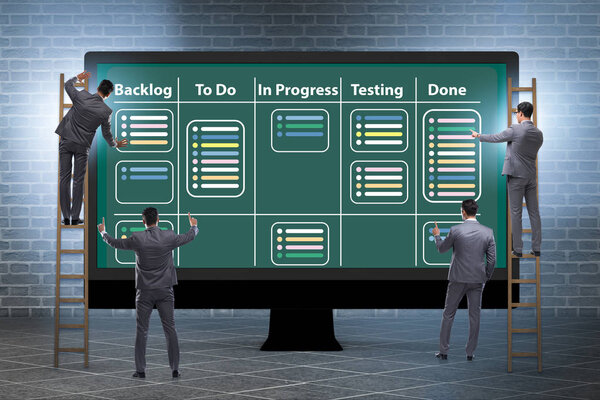 Бизнесмен в гибких методов концепции
