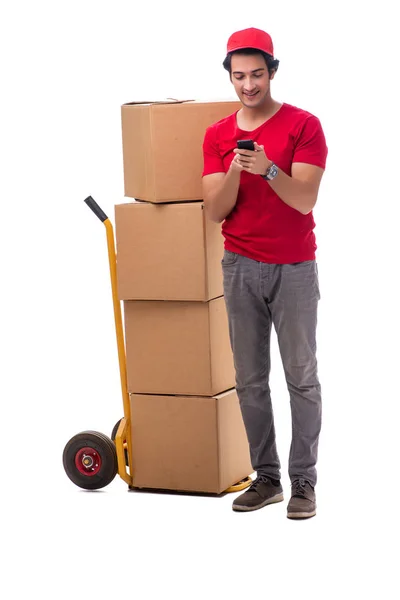 Young male courier with box — Stock Photo, Image