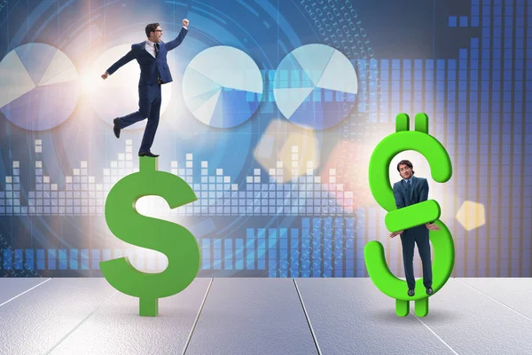 Businessman in dollar and debt concept — Stock Photo, Image