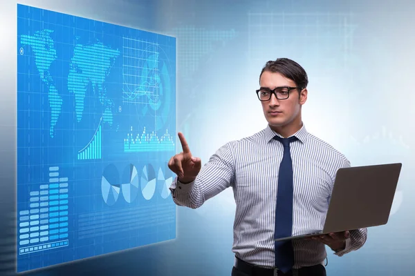 Businessman in futuristic stock trading concept — Stock Photo, Image