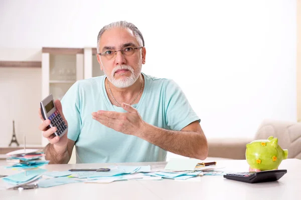 White bearded old man in budget planning concept