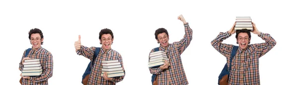 Estudiante con libros aislados en blanco —  Fotos de Stock