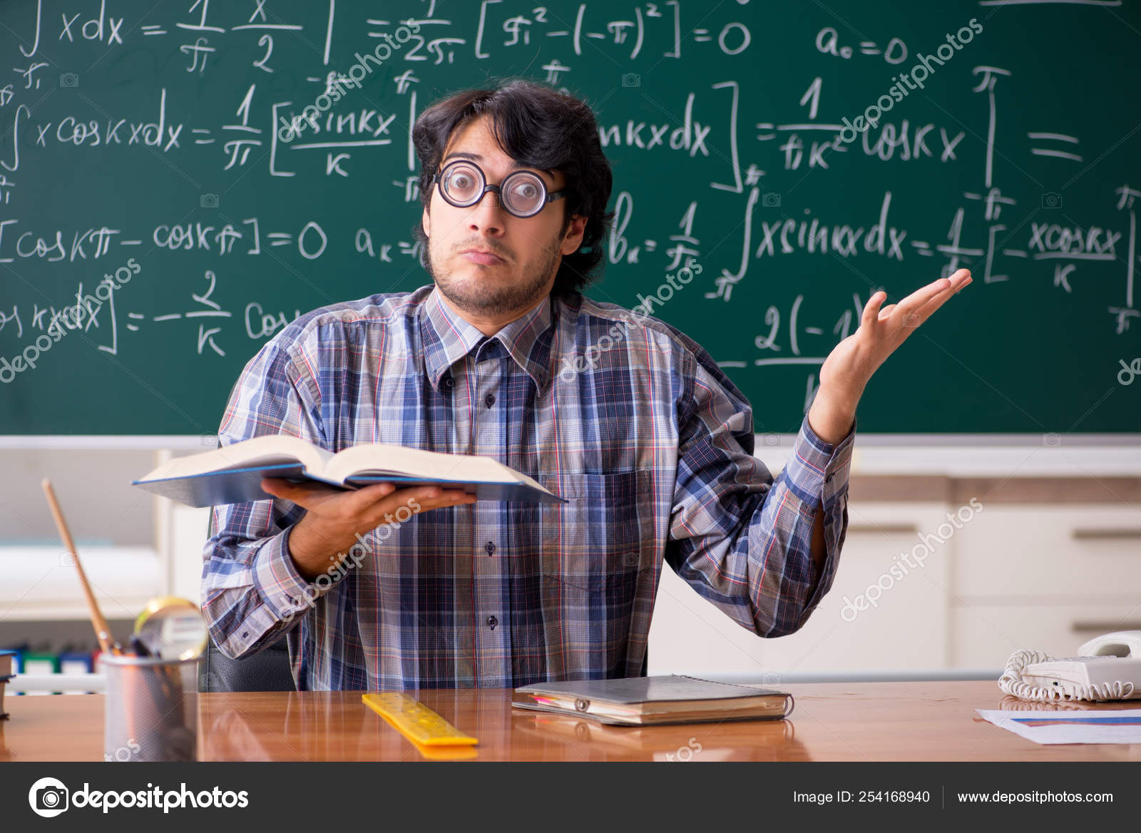 Funny male math teacher in the classroom Stock Photo by ©Elnur_ ...
