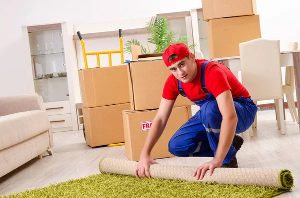 Ung entreprenör med lådor som arbetar inomhus — Stockfoto