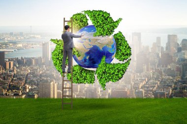 Businessman in recycling ecological concept clipart