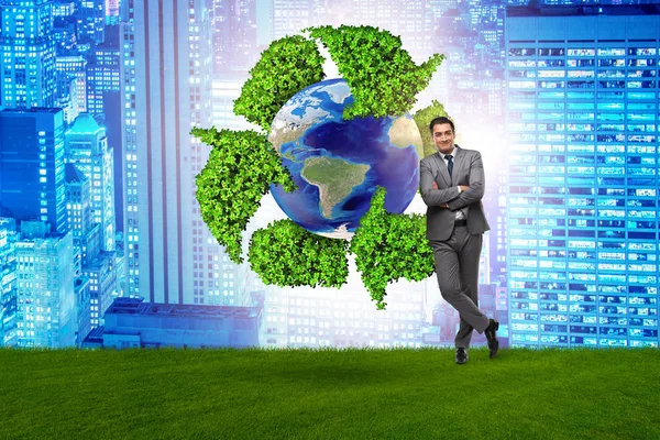 Businessman in recycling ecological concept — Stock Photo, Image