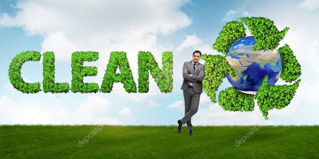 Businessman in recycling ecological concept