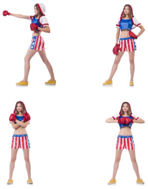 Genç bayan boksör, beyaz tenli. 