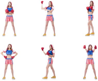 Genç bayan boksör, beyaz tenli. 