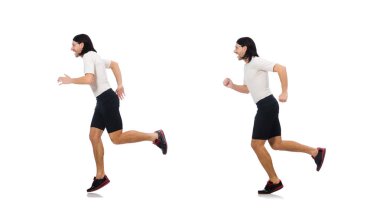 Adam izole üzerinde beyaz egzersiz