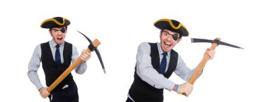 Beyaz izole silahla tek gözlü adam