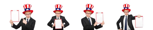 アメリカのシンボル付きの帽子をかぶった男 — ストック写真