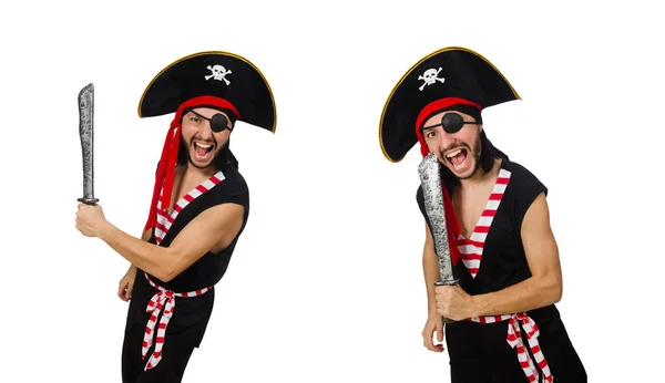 Uomo pirata isolato sullo sfondo bianco — Foto Stock