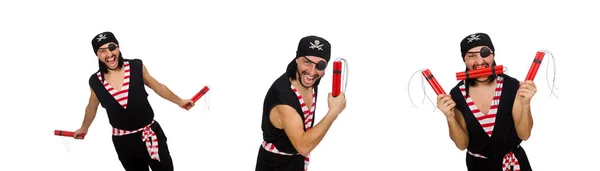 Muž pirát izolovaných na bílém pozadí — Stock fotografie