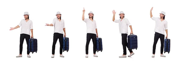 Travel vacation concept with luggage on white — Stock Photo, Image