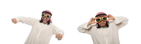 Arab man wearing aviator glasses isolated on white — Stock Photo, Image