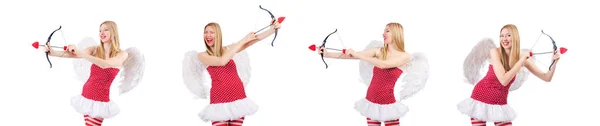 Femme avec arc dans le concept de Saint-Valentin — Photo