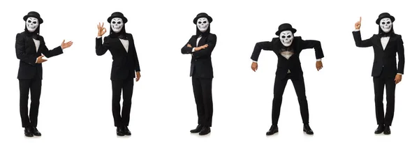 Man with scary mask isolated on white — Stock Photo, Image