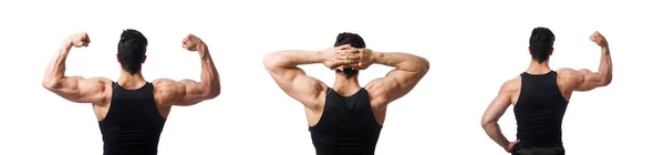 Muskulöser Mann isoliert auf weißem Hintergrund — Stockfoto