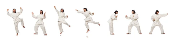 Luchador de karate aislado en blanco —  Fotos de Stock
