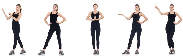 Jovem fazendo exercícios isolados em branco — Fotografia de Stock