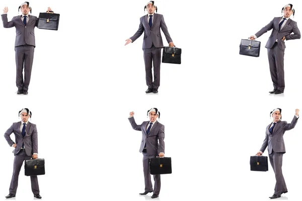 Funny clown businessman with briefcase — Stock Photo, Image
