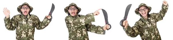 Funny soldier isolated on white — Stock Photo, Image