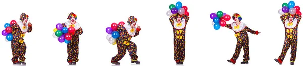 Смішний чоловічий клоун ізольований на білому — стокове фото