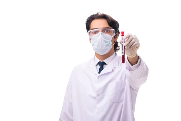 Mladý chemik izolované na bílém pozadí — Stock fotografie