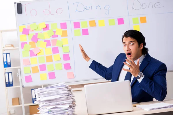 Junge hübsche Angestellte vor Whiteboard mit To-Do-Liste — Stockfoto