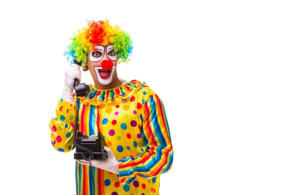 Mannelijke clown geïsoleerd op wit — Stockfoto