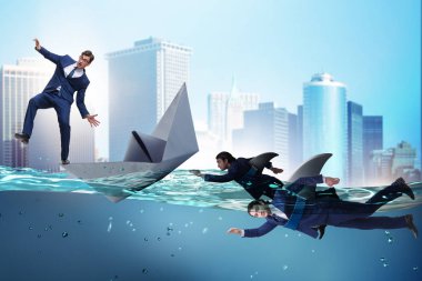 İşadamları köpekbalığı ile rekabet kavramı içinde