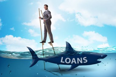 Başarıyla krediler ve borçları ile ilgili iş adamı